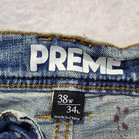 NWT PREME Mens Distressed Destroyed Denim Jeans Streetwear 38 / 34 - Picture 11 of 13